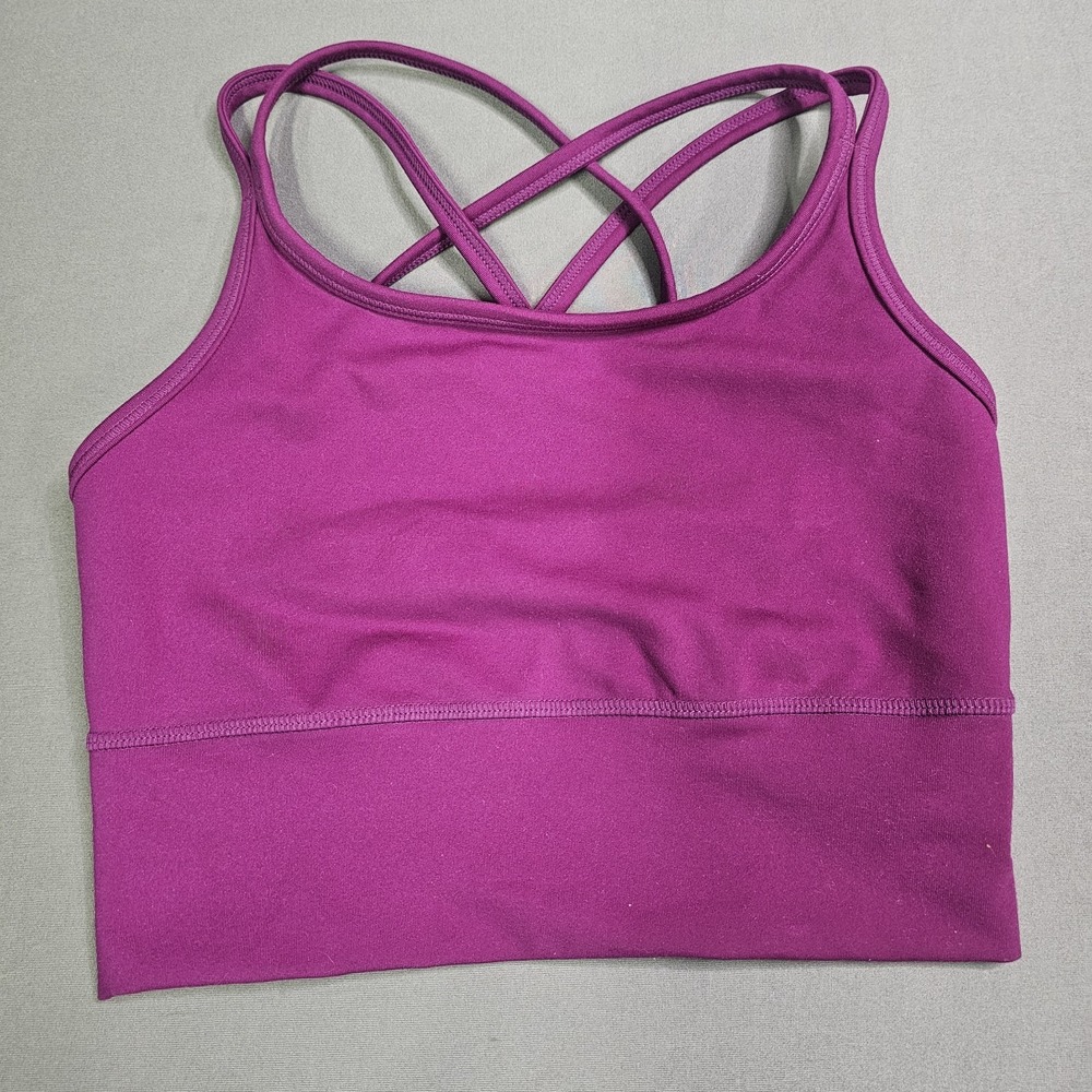 GapFit Studio NWT Purple Active Bra Women XS Extra Small Thin Straps Criss Cross